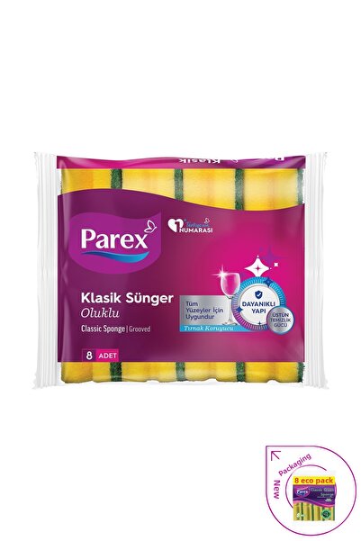 Parex Pachet ecologic de 8 bucăți de bureți clasici verzi ondulați