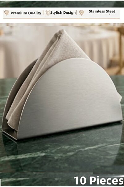 İkram Dünyası Napkin Holder 10 Pcs Stainless Steel, Cafe, Restaurant, Diner, ...