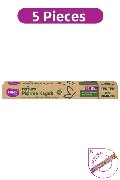 Parex ورق طهي طبيعي غير مبيض جاهز للقطع 10 قطع 42×37 سم 5 عبوات