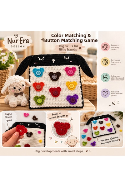 NurEra Design Cute Little Sheep Montessori Color Matching & Button Lacing Game
