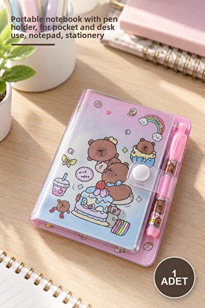 Yenilig 1 Piece Notebook with Pen – Portable Notebook with Pen Holder, for Po...