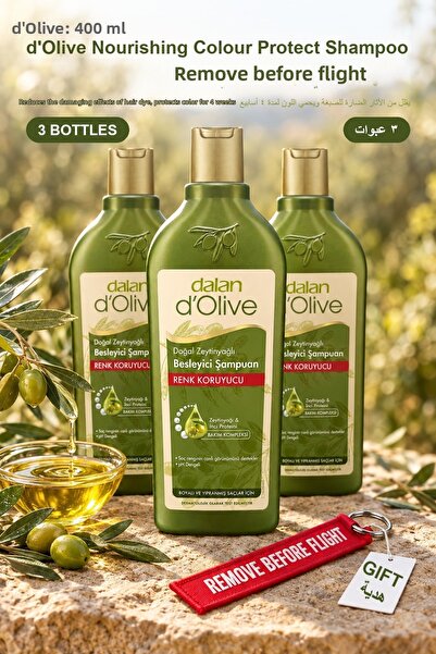 Dalan D'Olive Nourishing Color Protect Shampoo 400 ml X 3 Bottles