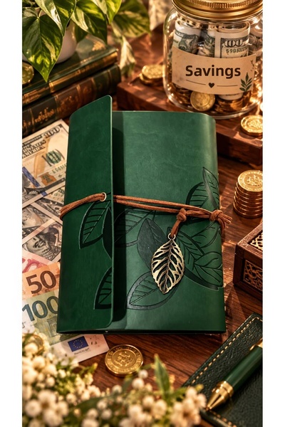 NRCN Drawstring Accumulation Agenda Leafy Model Double Layer Thermo Leather I...