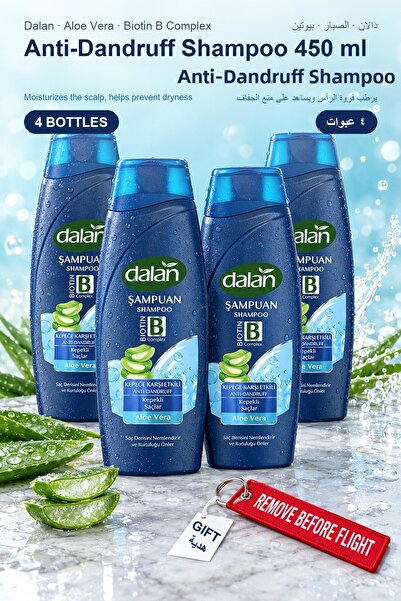 Dalan Anti-Dandruff Shampoo Aloe Vera 450 ml X 4 Bottles Biotin B Complex