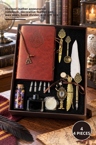Yenilig 4 Pieces Compass Patterned Leather Notebook Pen Set – Notebook, Pen, ...