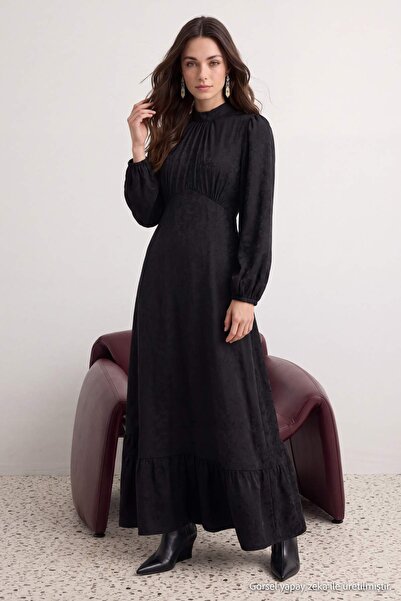 Trendyol Modest Black Unlined Floral Woven Dress & Jumpsuit Hijab Dress Tctss...