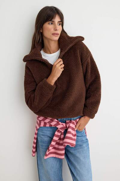 Trendyol Collection Brown Knitted Sweatshirt Twoaw27Sw00215