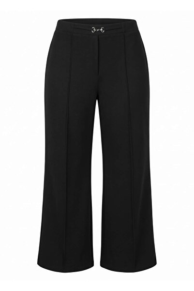 Trendyol Curve Black High Waist Flare Ribbed Plus Size Knitted Trousers Tbbaw...