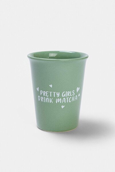 TRENDYOLMİLLA HOME Pretty Girls Drink Matcha Handleless Mug 11 cm - 355 ml Tp...