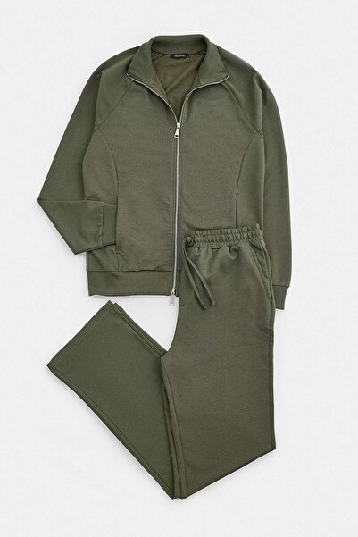 Trendyol Collection Khaki Regular Fit Medium Thickness Raglan Sleeve Zippered...