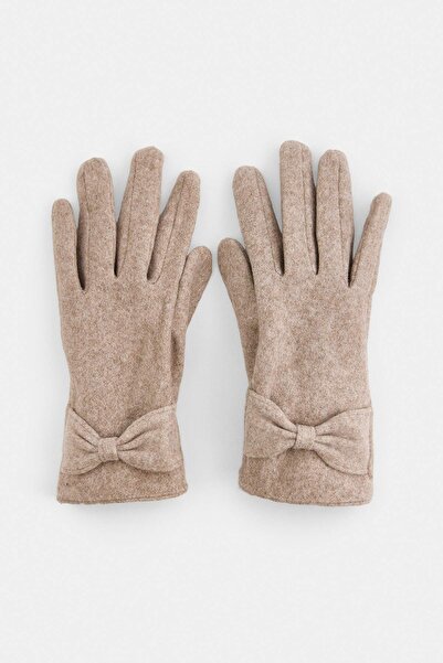 TRENDYOL SHOES Beige Women's Bow Gloves Takaw27Ed00007