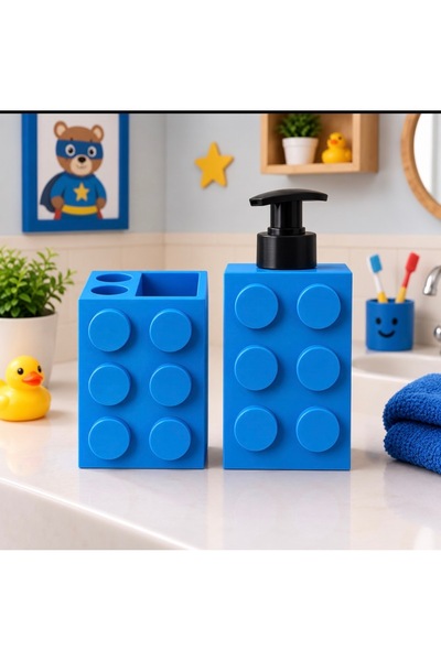 Genel Markalar HPs Banyo Seti (Sıvı Sabunluk & Diş Fırçalık)-Mavi