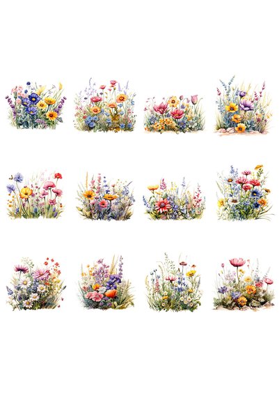 Choice MULTI 12pcs Spring Wildflower Flower Floral UV DTF Cup Wrap Transfer S...