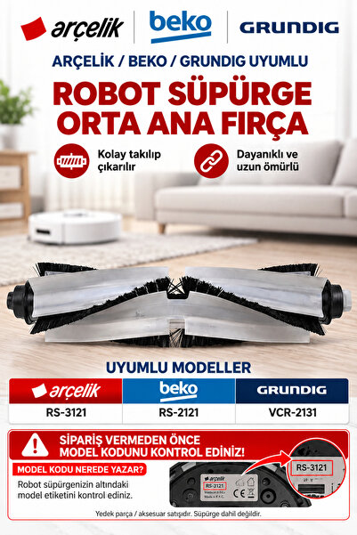 ÖZ BEYAZ EŞYA GRUNDİG VCR-2131 ROBOT SÜPÜRGE ANA FIRÇA