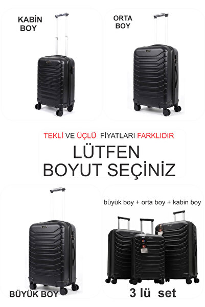 YEFA POLİPROPİLEN KALIN KIRILMAZ GÖVDELİ 3 LÜ VALİZ SETİ