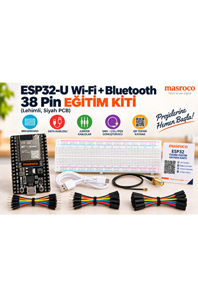 ESP -32U Wifi Bluetooth Geliştirme Modülü (Siyah)+Hediye Setli