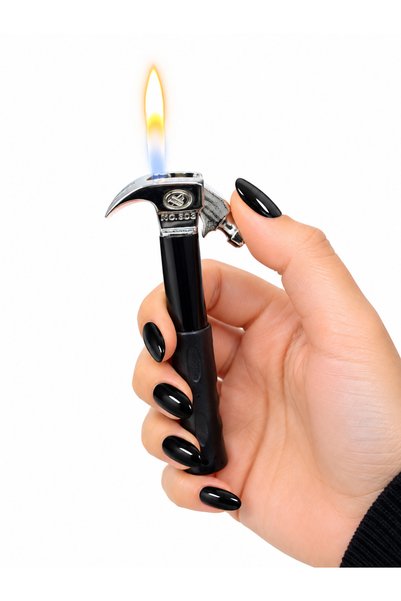 ONRSTORE Çekiç Tasarımlı Torch Alevli Çakmak Dekoratif Metal Görünümlü