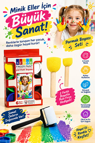 Arthobi Südor Parmak Boyama Seti, Anaokulu, Kreş Seti Yıkanabilir, Okul Seti