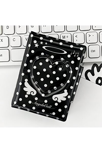 Choice Wave Point Wings 3in Photo Card Holder Cute Black Dot Angel Wings Phot...