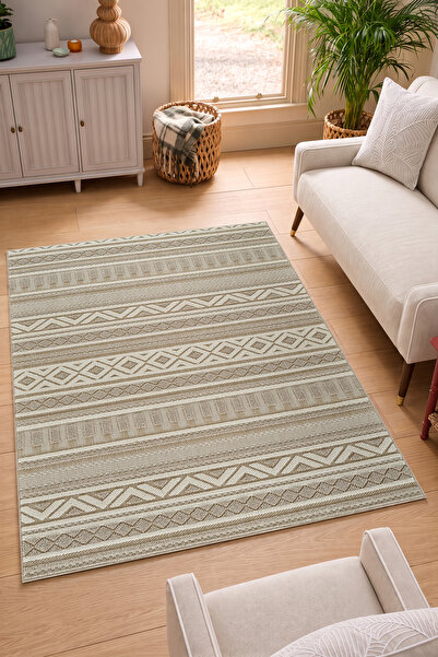 Badelya Home Krem Bej İskandinav Modern Tasarım Sisal Bukle Özel Ölçü Salon O...