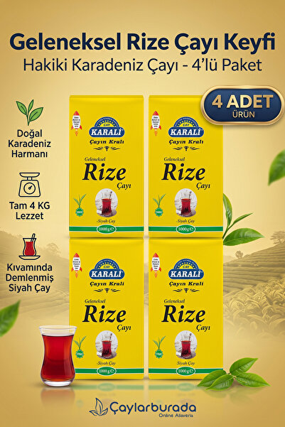 KARAALİ Karali Geleneksel Rize Dökme Çay 1000 Gr X 4 Adet