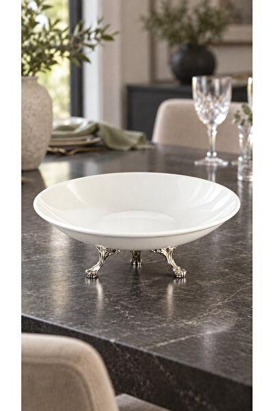 MAY HOME Metal Ayaklı Porselen Sunumluk Kasesi & Salata Meze Meyve Servisliği