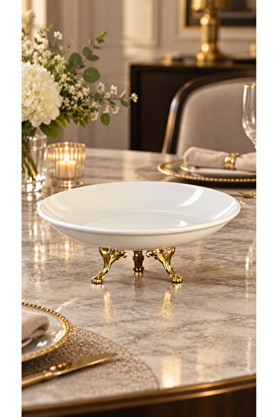 MAY HOME Metal Ayaklı Porselen Sunumluk Kasesi & Salata Meze Meyve Servisliği