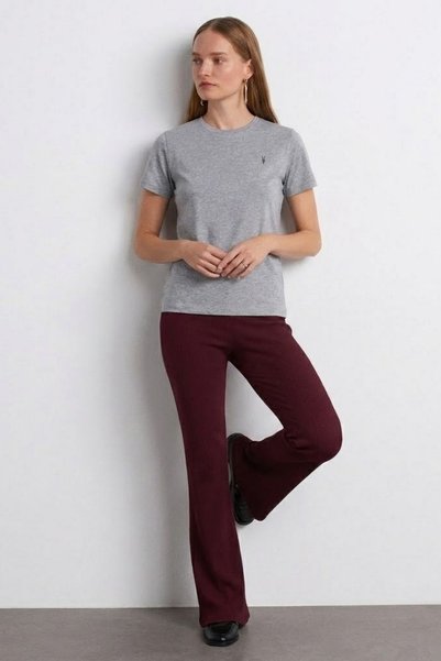 COMBİNE MİCHAİL Γυναικείο μπλουζάκι Comfort Fit Basic Μ.Γκρι Φαρδύ