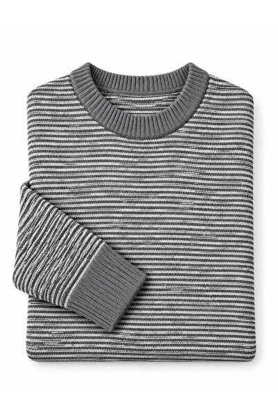 EMKA GİYİM Men's Crew Neck Premium Ribbed Knitwear Sweater