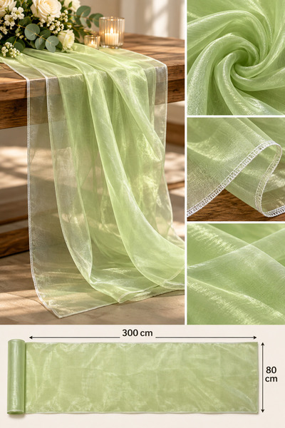 Fıstık yeşili organze tül 300x80 cm düğün nişan kına