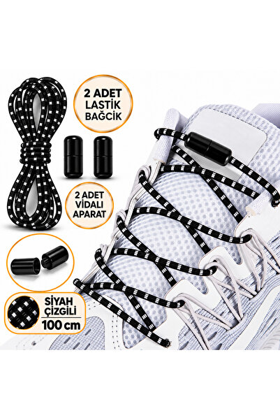 AiryFooT 100 Cm Vidalı Elastik Akıllı Esnek Yuvarlak Ayakkabı Bağcık 1 Çift (...
