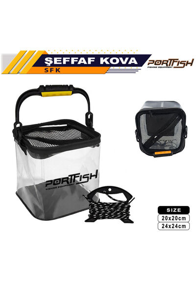 Genel Markalar Portfish Kapaklı Şeffaf Katlanır Balıkçı Kovası 24x24 cm