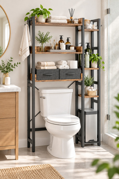 TOLIAHOME Çamaşır Makinası Kurutma Makinası Klozet Üstü Raf Organizer Banyo D...