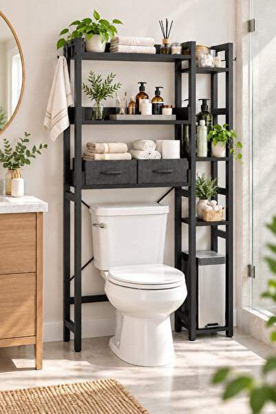 TOLIAHOME Çamaşır Makinası Kurutma Makinası Klozet Üstü Raf Organizer Banyo D...