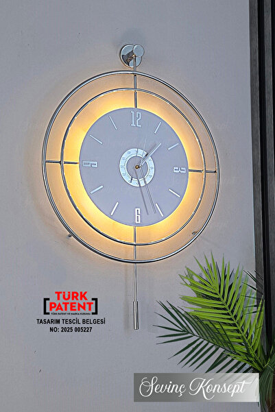 SEVİNÇ KONSEPT LED'li GÜMÜŞ Target Kristal (BÜYÜK BOY 50 X 75 Cm), Modern Dek...