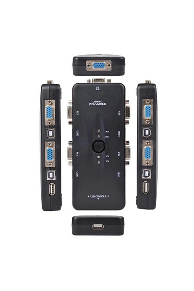 ACETECH 4 Port USB KVM Switch - 4 PC Tek Monitör ve Klavye/Fare Kontrol Cihazı
