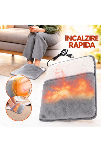 miraza Incalzitor de Picioare, Incalzire Rapida, Lavabil, Moale, Confortabil, Portabil, Incarcare USB