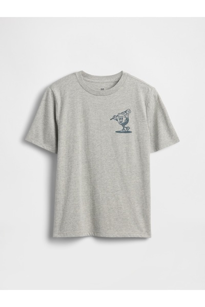 GAP Erkek Çocuk Gri Grafik Baskılı T-Shirt