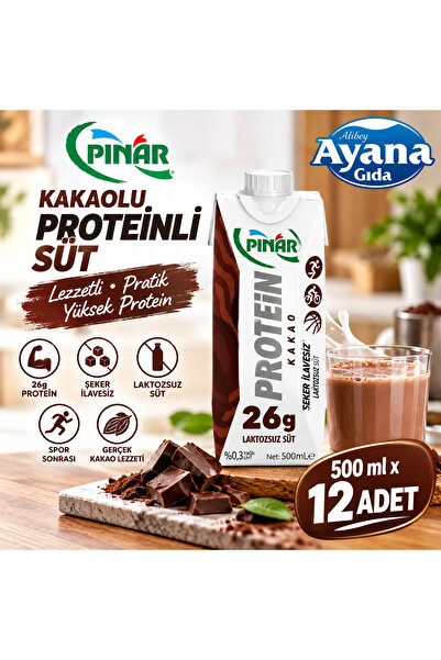 Pınar Kakaolu Proteinli Süt 500 ml x 12 Adet