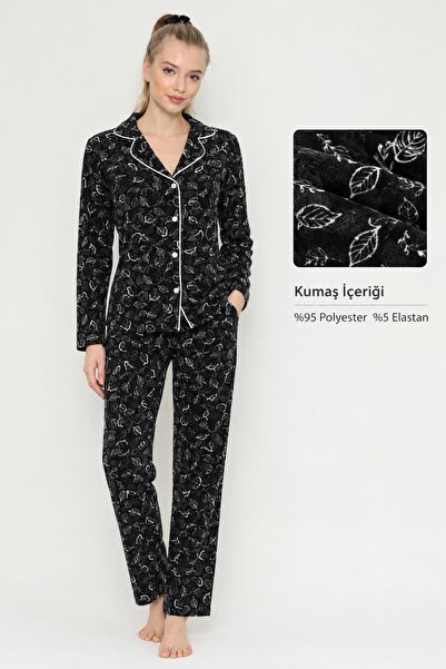 Pijamoni Women's Suede Button-Down Pajama Set - 5660-16