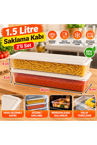 Genel Markalar 2'li Dar Uzun Beyaz Kapak Saklama Kabı
