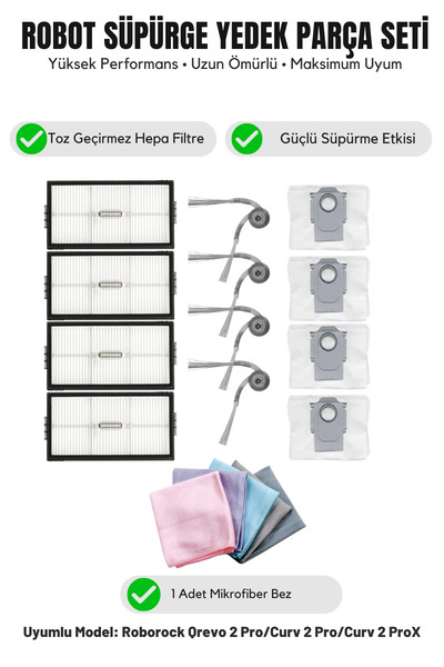 Asgard Grup Roborock Qrevo 2 Pro/Curv 2 Pro/Curv 2 ProX Compatibil cu 4 perii...