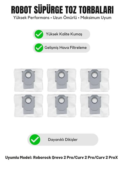 Asgard Grup Roborock Qrevo 2 Pro/Curv 2 Pro/Curv 2 Prox Compatible 6-Pack Dus...