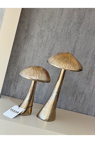 YASAR CONCEPT Morchea Metal Mantar Dekor Set Gold