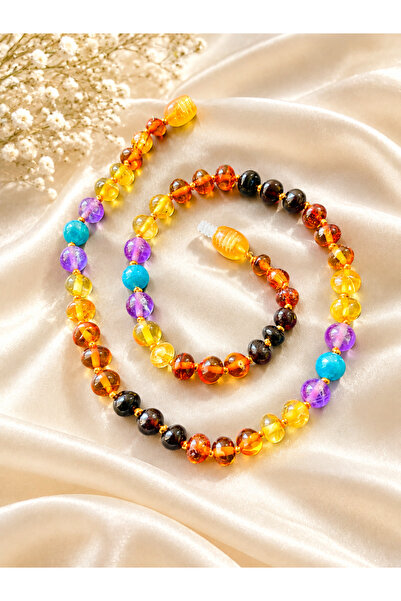 NİSSBEBE Certified Original Drop Amber Baby and Kids Necklace (with Amethyst ...