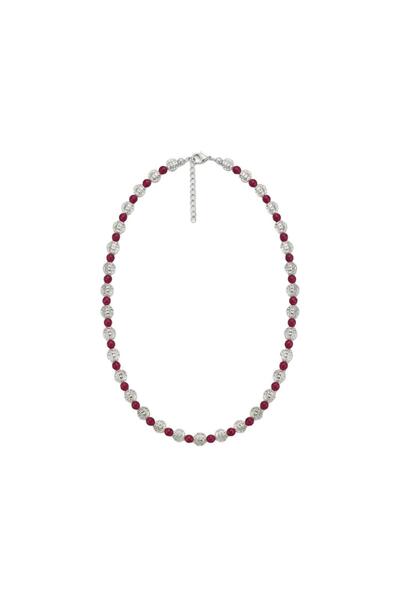 Charmist Rouge Burgundy Stone Silver Color Necklace