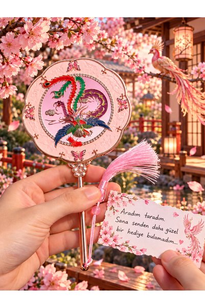 Home Anka Kuşu Pembe Özel Kutulu Püsküllü Hediyelik Ayna