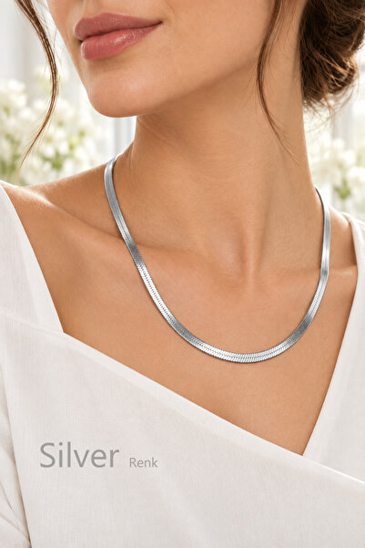 Sacce Scarves&Accessories Steel Flat Italian Chain Silver Color