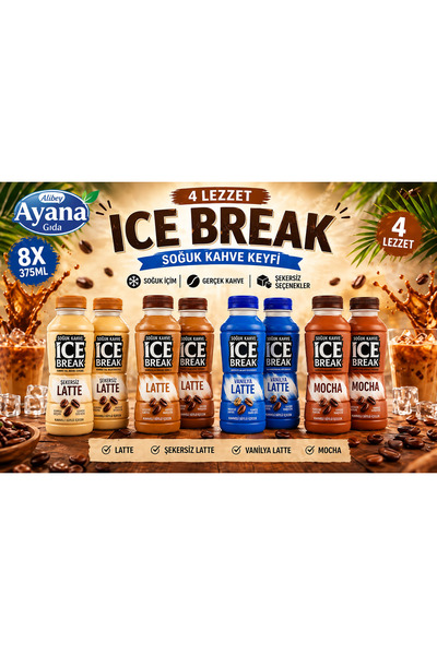 İçim Ice Break Soğuk Kahve 375 ml 8 li Karma (Latte-Vanilya-Şekersiz Latte-Mo...