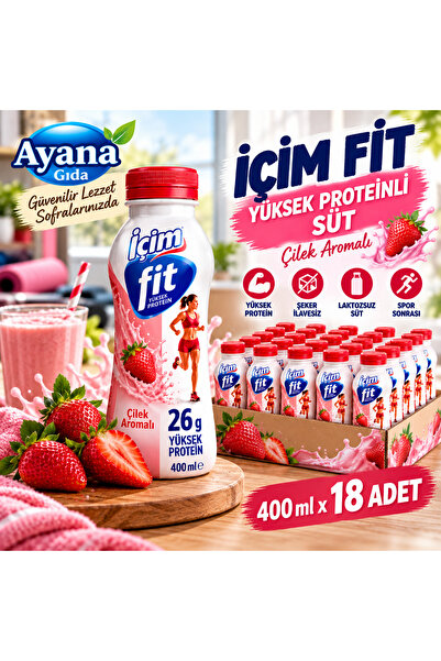 İçim Fit Yüksek Proteinli Laktozsuz Çilekli Süt 400ml x 18 Adet